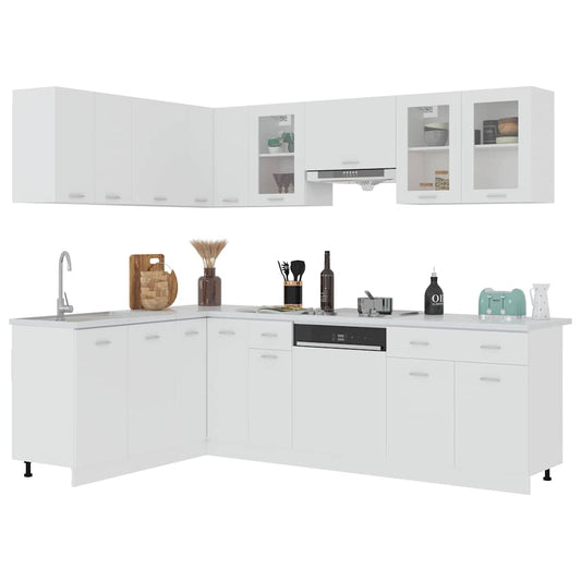 vidaXL 11 Piece Kitchen Cabinet Set Lyon" White Engineered Wood