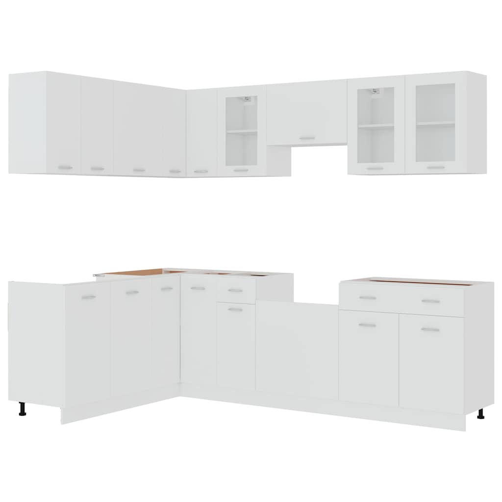 vidaXL Kitchen Cabinet Set | White | Engineered wood, glass