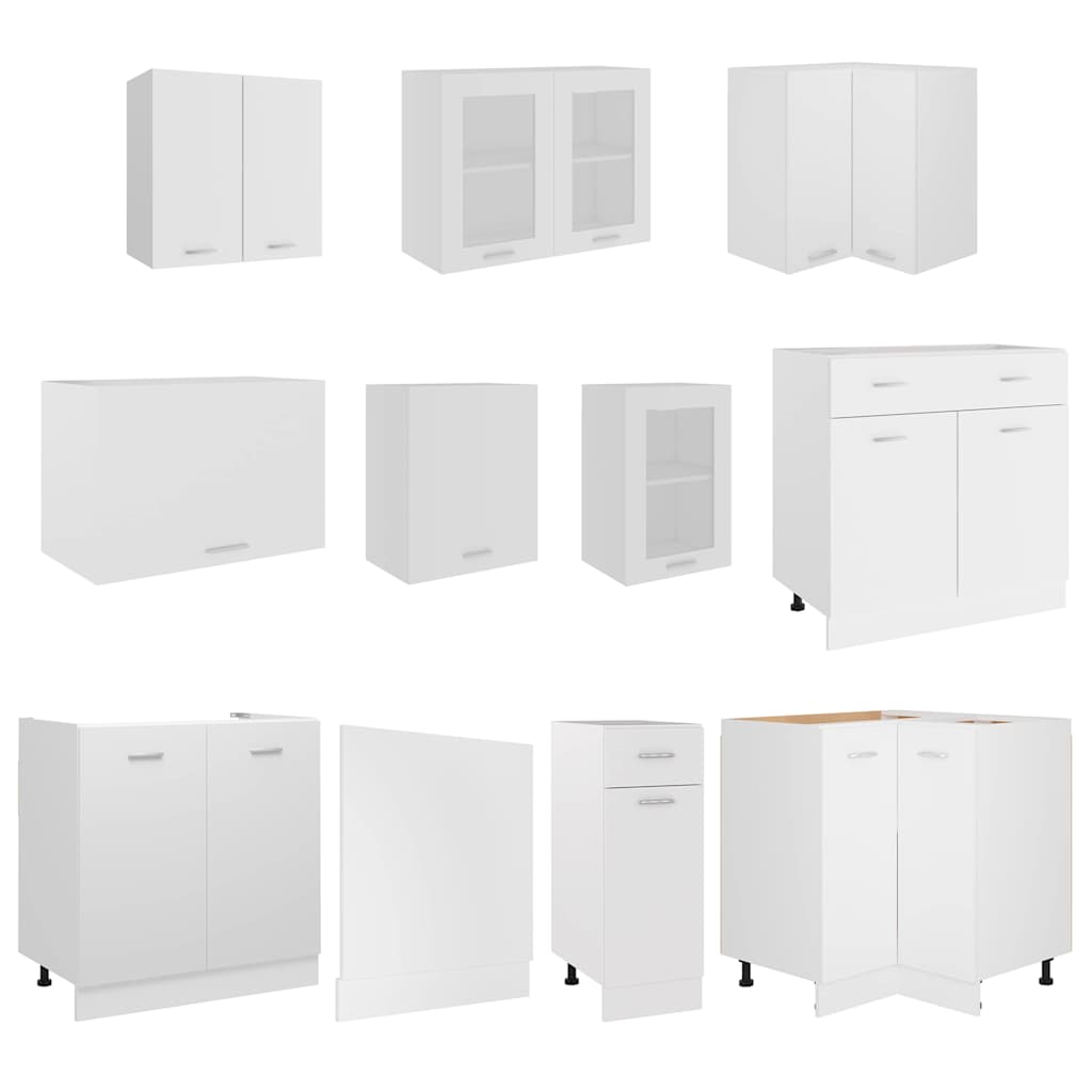 vidaXL Kitchen Cabinet Set | White | Engineered wood, glass
