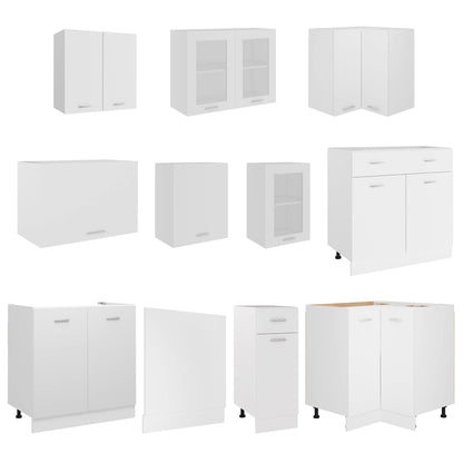 vidaXL Kitchen Cabinet Set | White | Engineered wood, glass