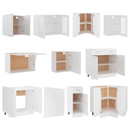 vidaXL Kitchen Cabinet Set | White | Engineered wood, glass