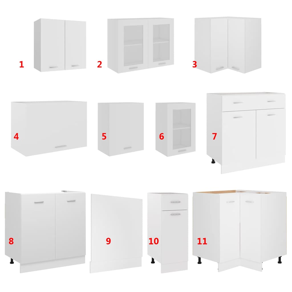 vidaXL Kitchen Cabinet Set | White | Engineered wood, glass