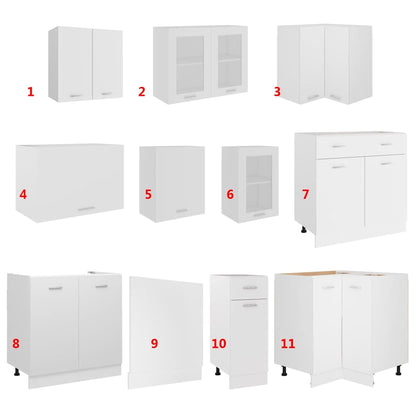 vidaXL Kitchen Cabinet Set | White | Engineered wood, glass