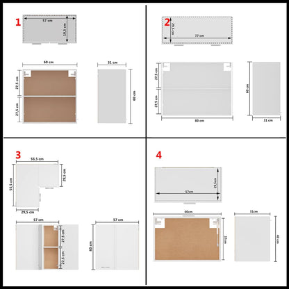 vidaXL Kitchen Cabinet Set | White | Engineered wood, glass