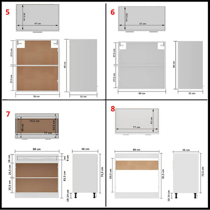 vidaXL Kitchen Cabinet Set | White | Engineered wood, glass