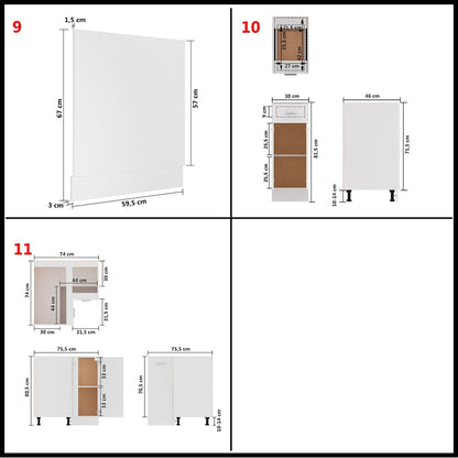 vidaXL Kitchen Cabinet Set | White | Engineered wood, glass
