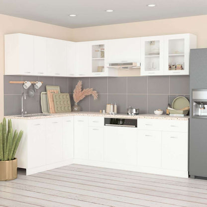 vidaXL Kitchen Cabinet Set | White | Engineered wood, glass