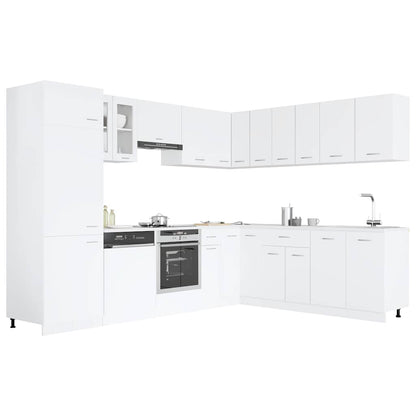 vidaXL 14 Piece Kitchen Cabinet Set Lyon" White Engineered Wood