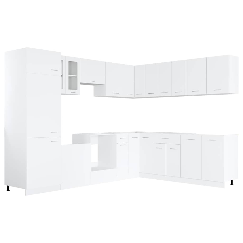 vidaXL 14 Piece Kitchen Cabinet Set Lyon" White Engineered Wood