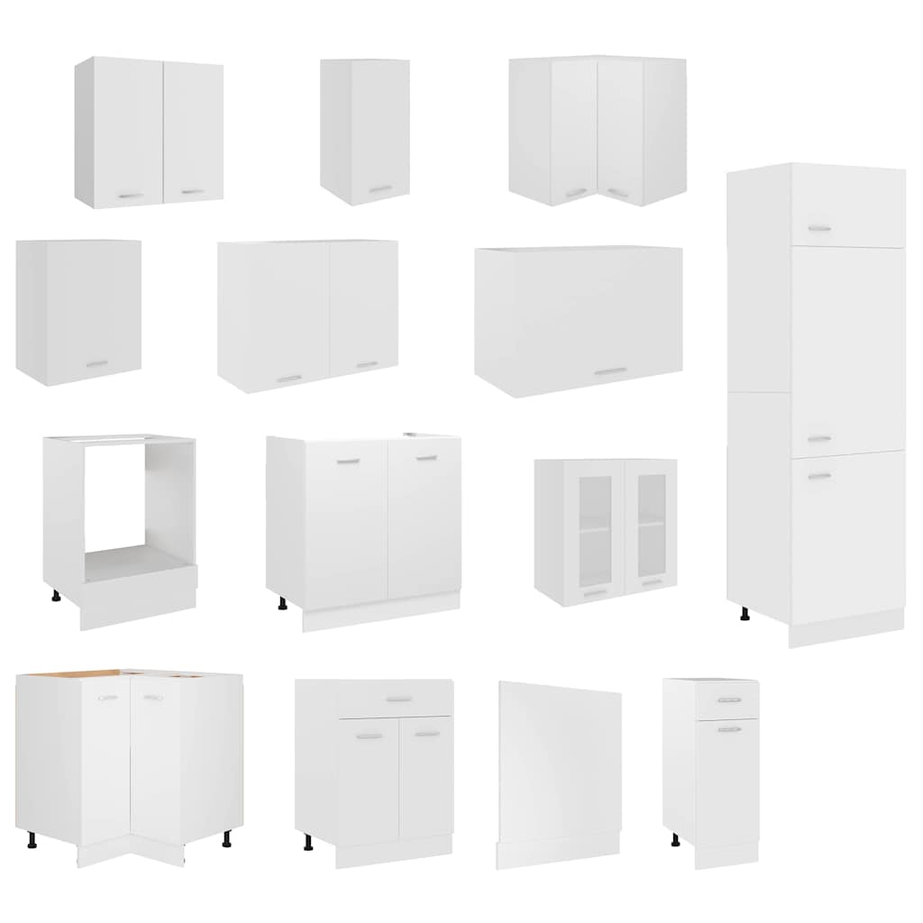 vidaXL 14 Piece Kitchen Cabinet Set Lyon" White Engineered Wood