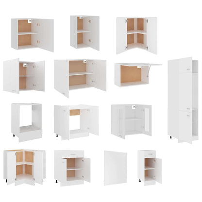 vidaXL 14 Piece Kitchen Cabinet Set Lyon" White Engineered Wood