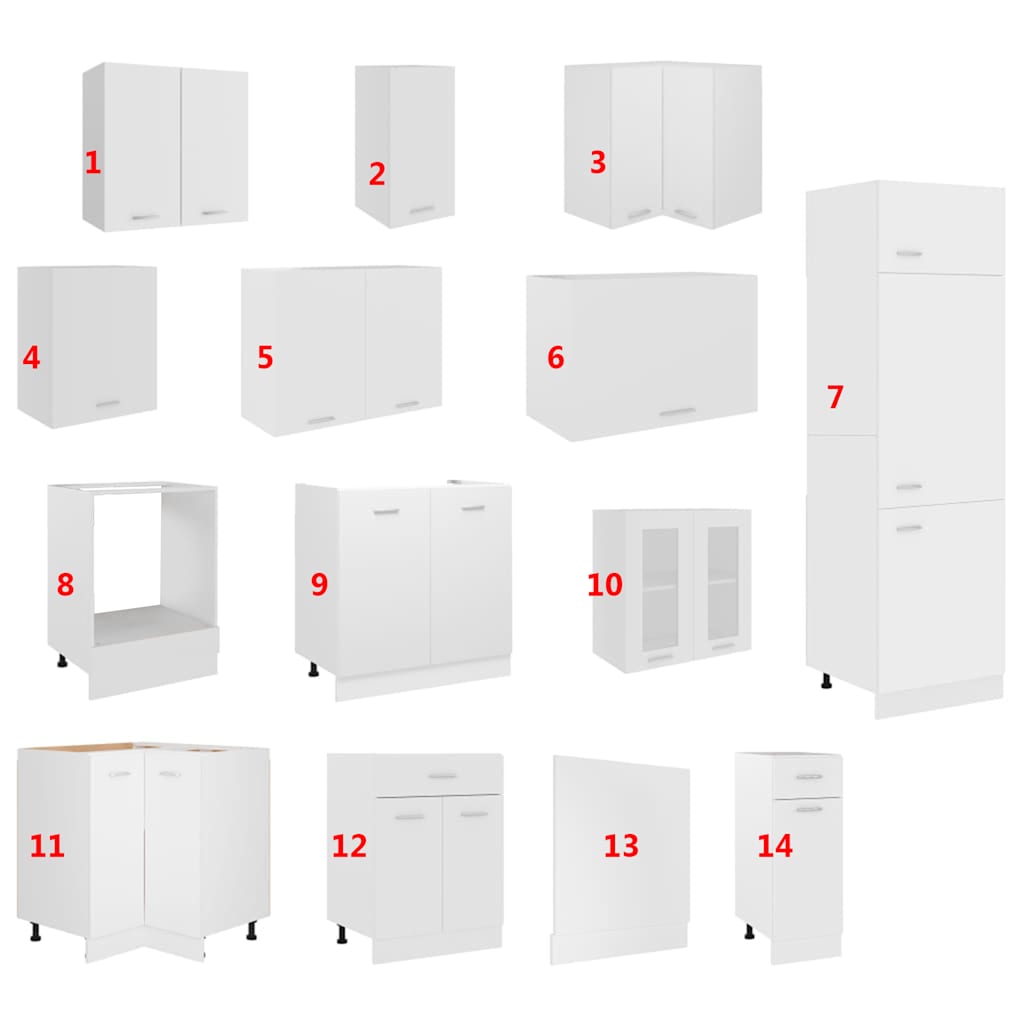 vidaXL 14 Piece Kitchen Cabinet Set Lyon White Engineered Wood