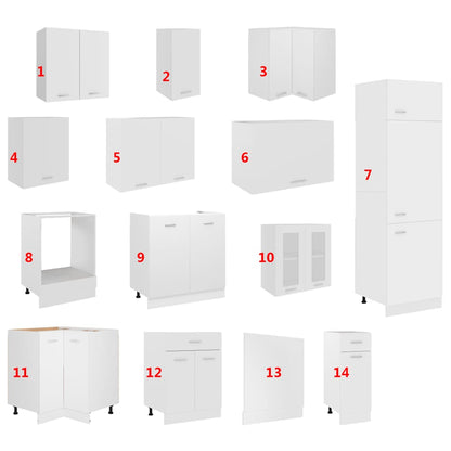 vidaXL 14 Piece Kitchen Cabinet Set Lyon White Engineered Wood