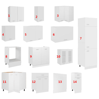 vidaXL 14 Piece Kitchen Cabinet Set Lyon" White Engineered Wood