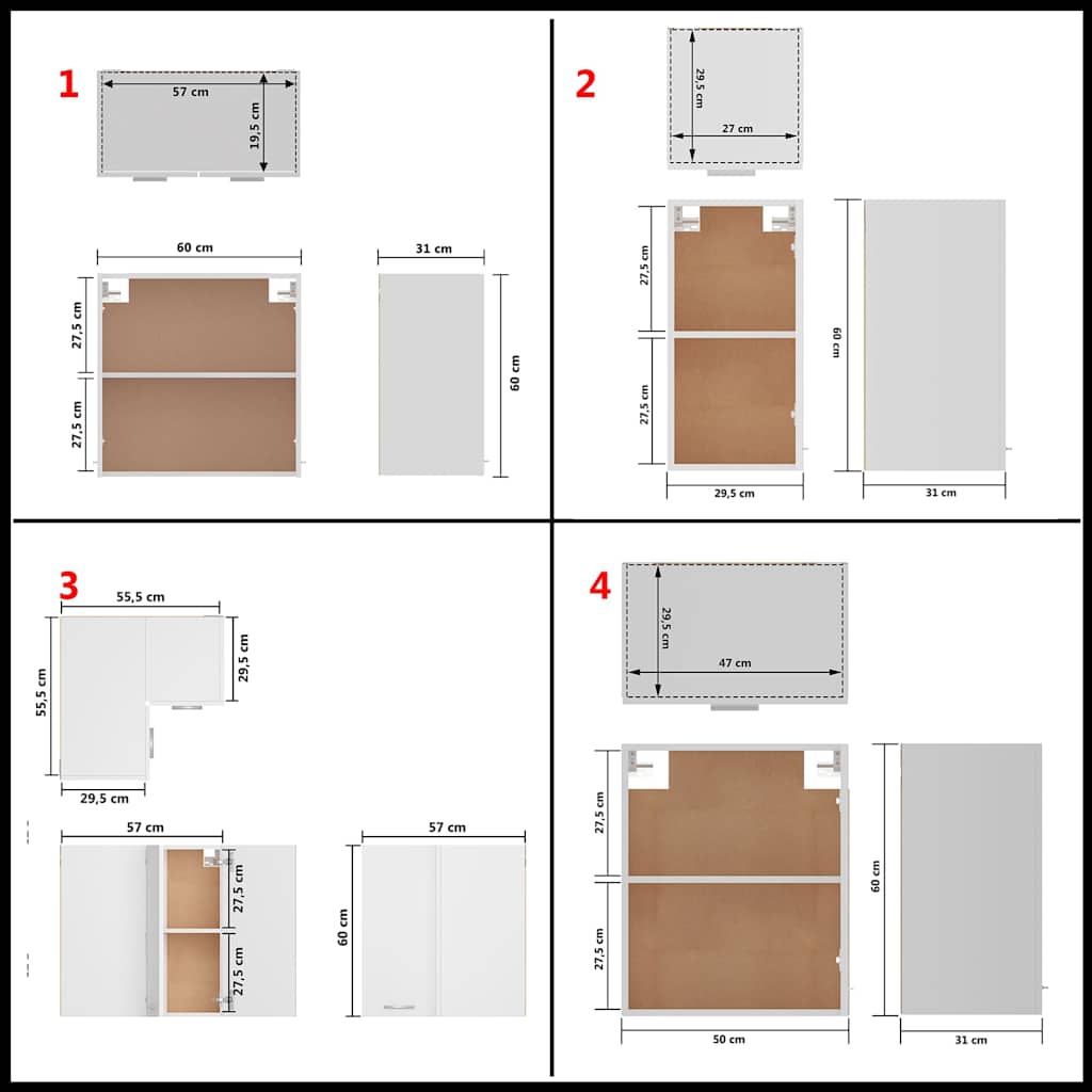 vidaXL 14 Piece Kitchen Cabinet Set Lyon" White Engineered Wood