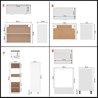 vidaXL 14 Piece Kitchen Cabinet Set Lyon White Engineered Wood
