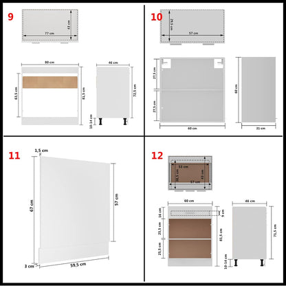 vidaXL 14 Piece Kitchen Cabinet Set Lyon White Engineered Wood