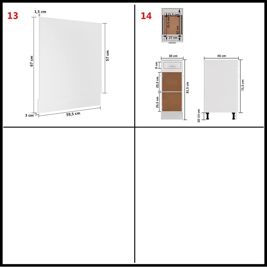 vidaXL 14 Piece Kitchen Cabinet Set Lyon White Engineered Wood