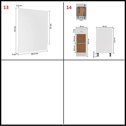 vidaXL 14 Piece Kitchen Cabinet Set Lyon" White Engineered Wood