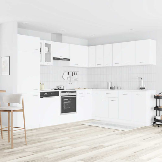 vidaXL 14 Piece Kitchen Cabinet Set Lyon White Engineered Wood