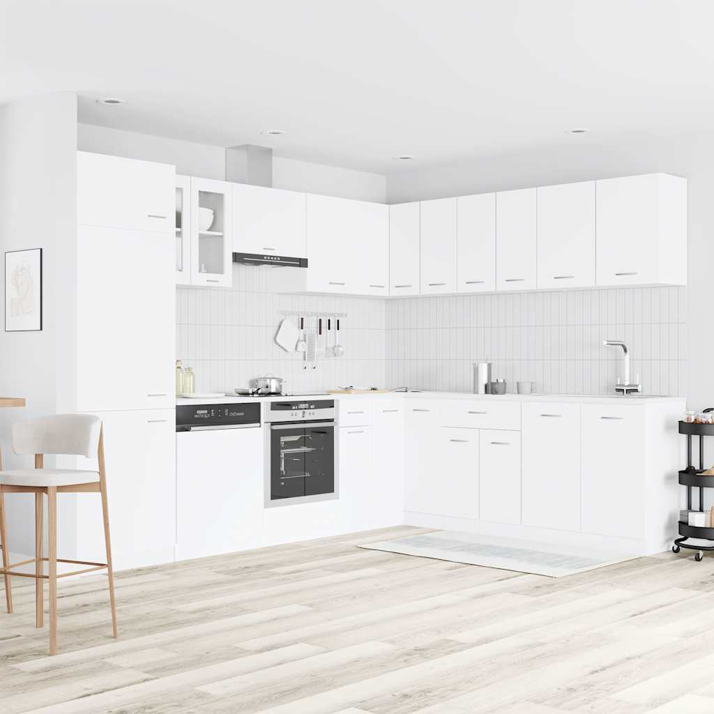 vidaXL 14 Piece Kitchen Cabinet Set Lyon" White Engineered Wood