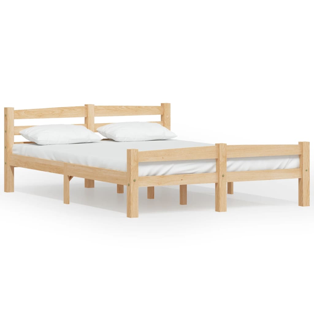 vidaXL Bed Frame | Natural Wood | Solid pinewood, plywood | 120x200 cm