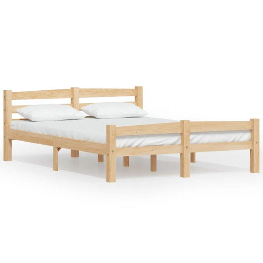 vidaXL Bed Frame | Natural Wood | Solid pinewood, plywood | 120x200 cm