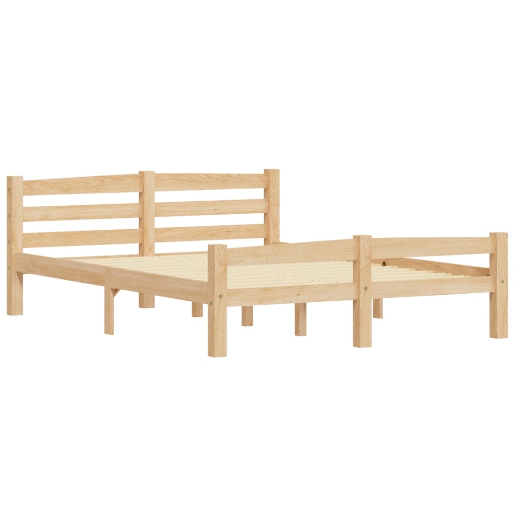 vidaXL Bed Frame | Natural Wood | Solid pinewood, plywood | 120x200 cm