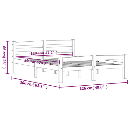vidaXL Bed Frame | Natural Wood | Solid pinewood, plywood | 120x200 cm