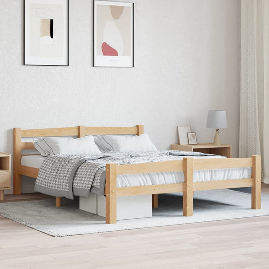 vidaXL Bed Frame | Natural Wood | Solid pinewood, plywood | 120x200 cm