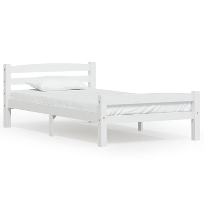 vidaXL Bed Frame without Mattress White Solid Pinewood 90x200 cm