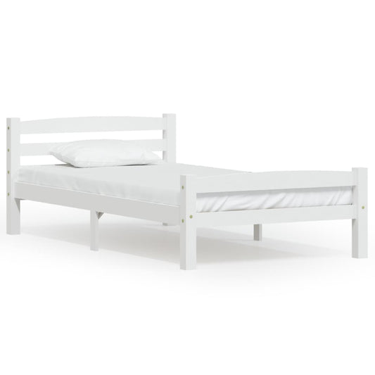 vidaXL Bed Frame without Mattress White Solid Pinewood 90x200 cm