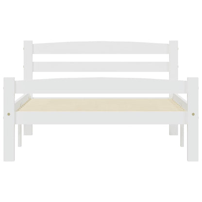 vidaXL Bed Frame without Mattress White Solid Pinewood 90x200 cm