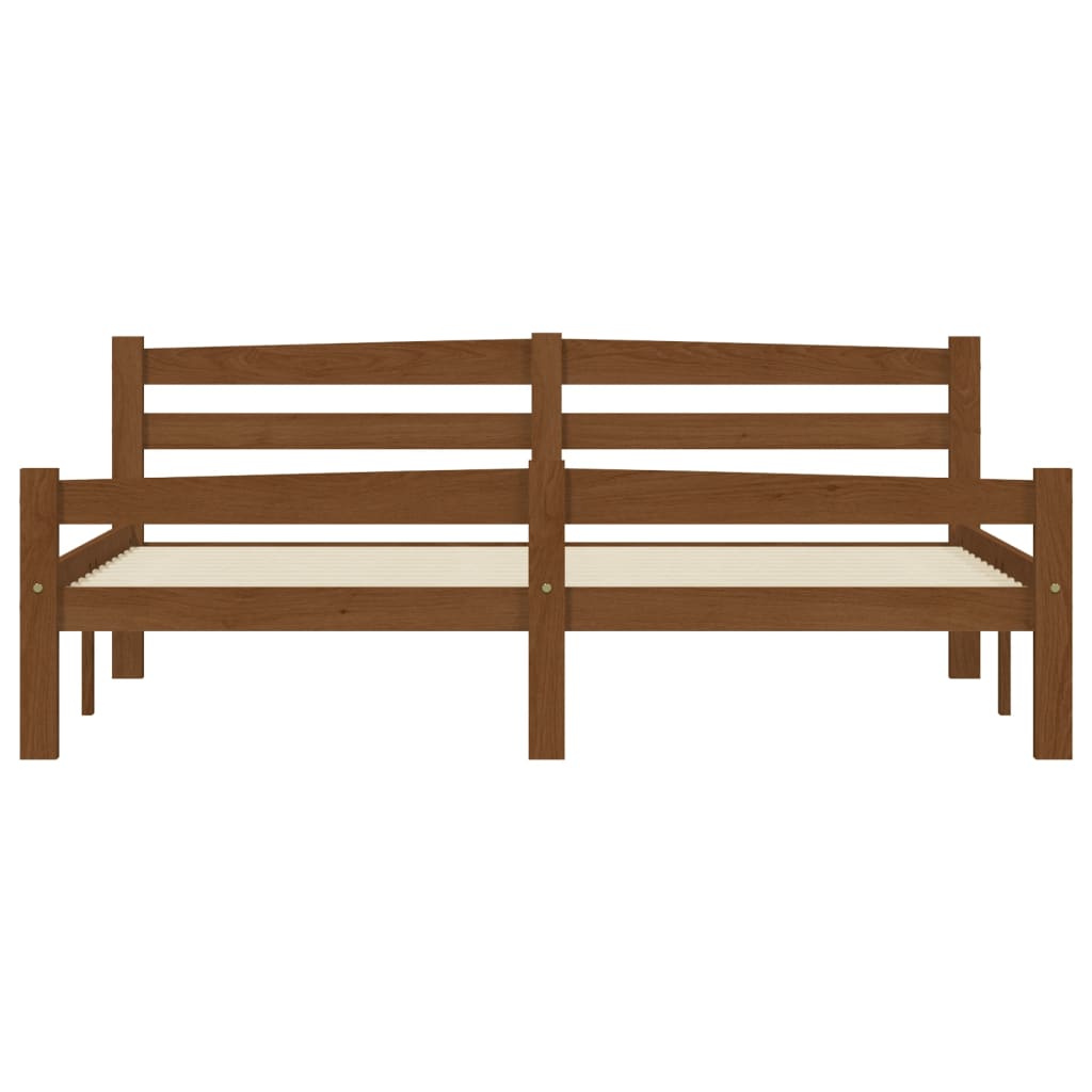 vidaXL Bed Frame | Honey Brown | Solid Pine Wood, Plywood | Double Size