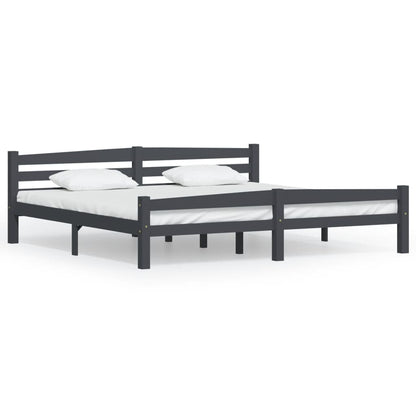 vidaXL Bed Frame | Dark grey | Solid pinewood, plywood | Double | Durable