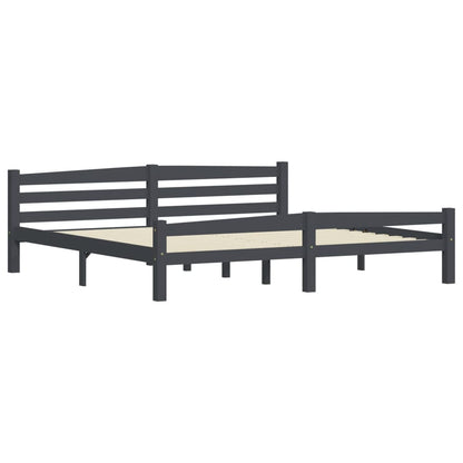 vidaXL Bed Frame | Dark grey | Solid pinewood, plywood | Double | Durable