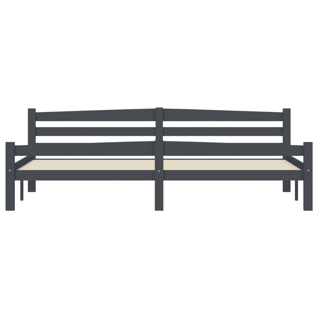 vidaXL Bed Frame | Dark grey | Solid pinewood, plywood | Double | Durable