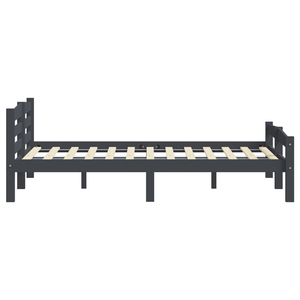 vidaXL Bed Frame | Dark grey | Solid pinewood, plywood | Double | Durable