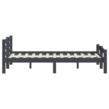 vidaXL Bed Frame | Dark grey | Solid pinewood, plywood | Double | Durable