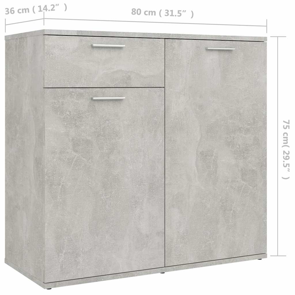 805774 vidaXL Sideboard Concrete Grey 80x36x75 cm Engineered Wood