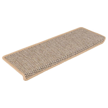vidaXL Stair Mats Self-adhesive Sisal-Look 15 pcs 65x21x4 cm Light Beige