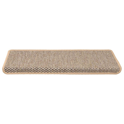 vidaXL Stair Mats Self-adhesive Sisal-Look 15 pcs 65x21x4 cm Light Beige