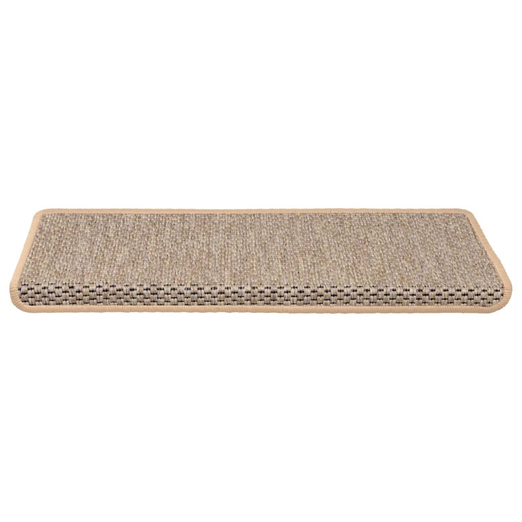 vidaXL Stair Mats Self-adhesive Sisal-Look 15 pcs 65x21x4 cm Light Beige