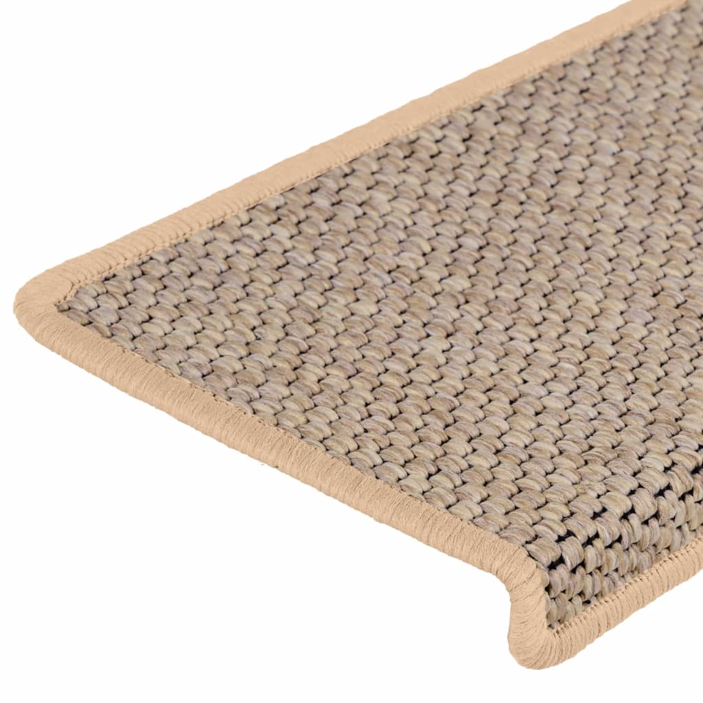 vidaXL Stair Mats Self-adhesive Sisal-Look 15 pcs 65x21x4 cm Light Beige