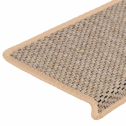 vidaXL Stair Mats Self-adhesive Sisal-Look 15 pcs 65x21x4 cm Light Beige