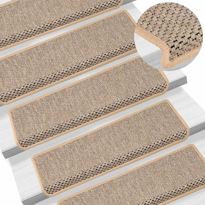 vidaXL Stair Mats Self-adhesive Sisal-Look 15 pcs 65x21x4 cm Light Beige