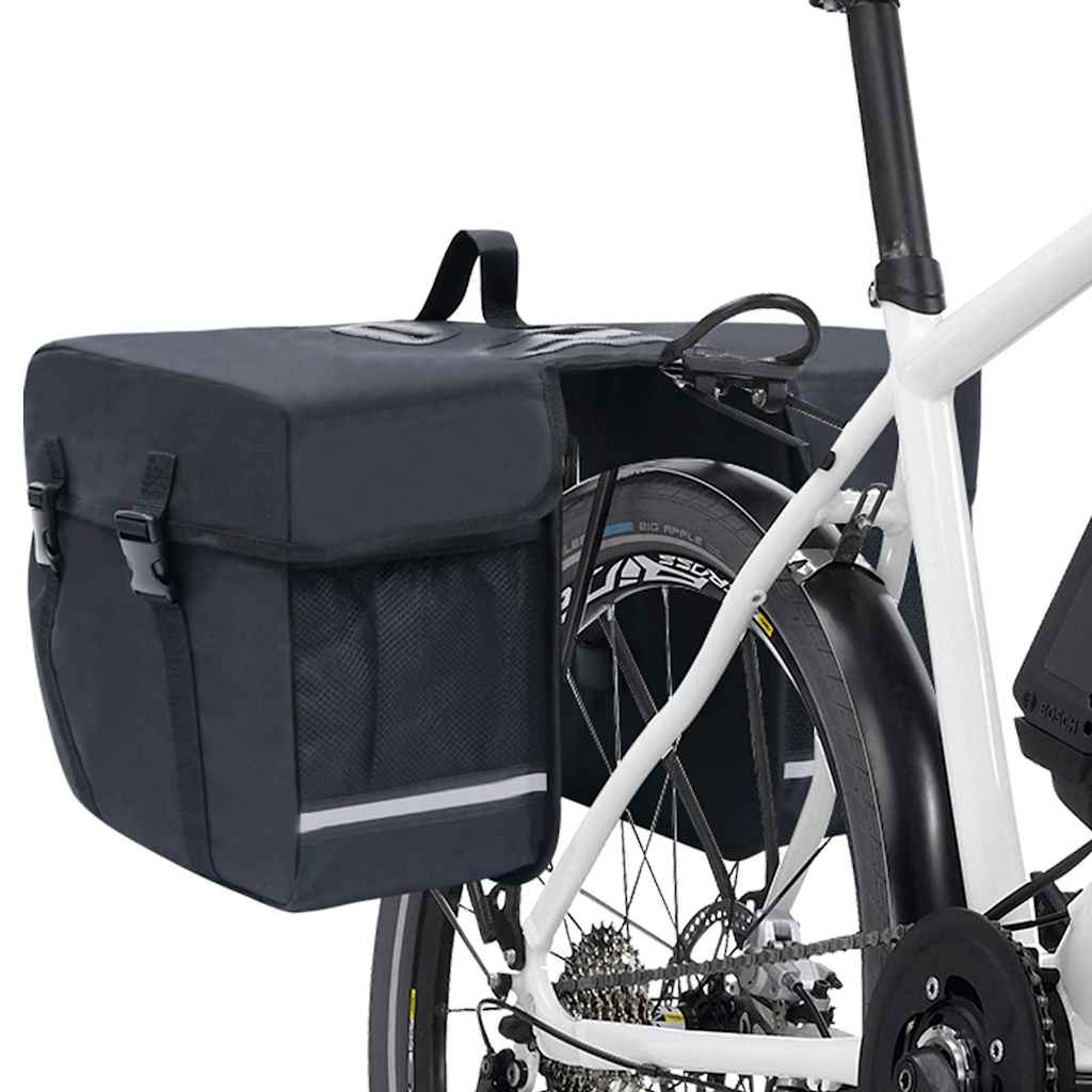 93251 vidaXL Double Bicycle Bag for Pannier Rack Waterproof 35 L Black