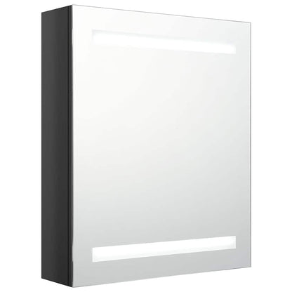 326481 vidaXL LED Bathroom Mirror Cabinet Shining Black 50x14x60 cm
