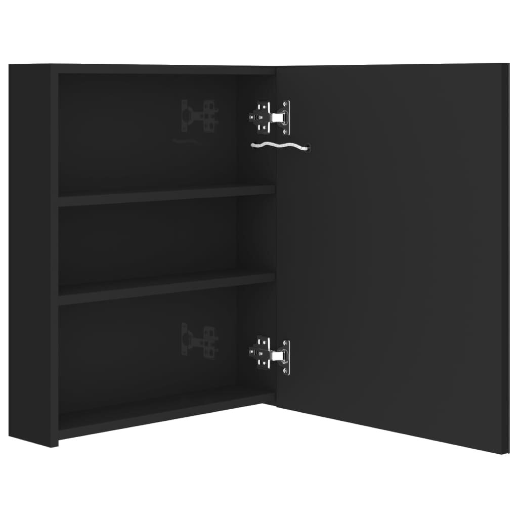 vidaXL LED Bathroom Mirror Cabinet Shining Black 50x14x60 cm