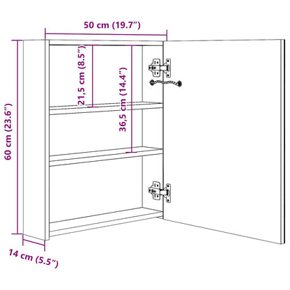 326482 vidaXL LED Bathroom Mirror Cabinet Grey 50x14x60 cm